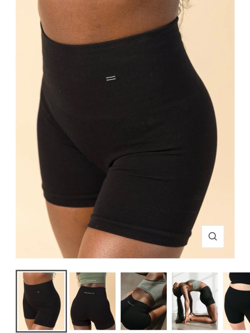 New BRANWYN Black Compression Shorts 6” Medium Seamless High-Waist